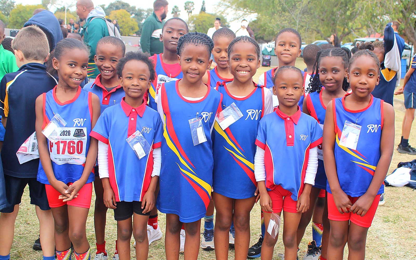 Nory athletes in RN kit at an ASA cross-country meeting